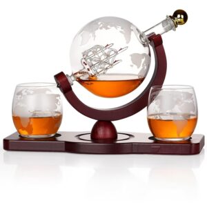 Set Decantor Whiskey Glob Pamantesc cu 2 Pahare